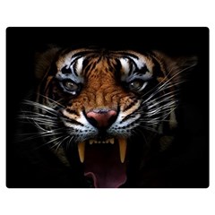 Tiger Angry Nima Face Wild Premium Plush Fleece Blanket (Medium)