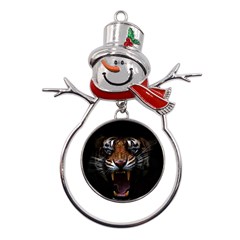 Tiger Angry Nima Face Wild Metal Snowman Ornament