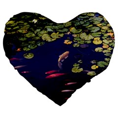 Koi Fish Carp Large 19  Premium Heart Shape Cushions