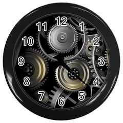 Abstract Style Gears Gold Silver Wall Clock (black)