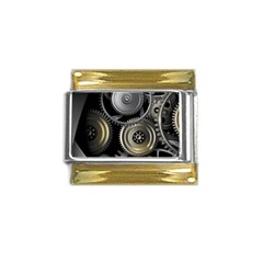 Abstract Style Gears Gold Silver Gold Trim Italian Charm (9mm) by Cemarart