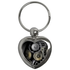 Abstract Style Gears Gold Silver Key Chain (heart)