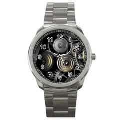 Abstract Style Gears Gold Silver Sport Metal Watch