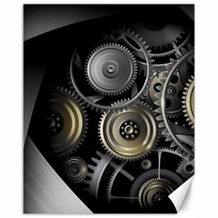 Abstract Style Gears Gold Silver Canvas 16  X 20  by Cemarart