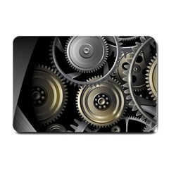 Abstract Style Gears Gold Silver Small Doormat