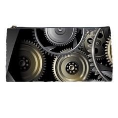 Abstract Style Gears Gold Silver Pencil Case