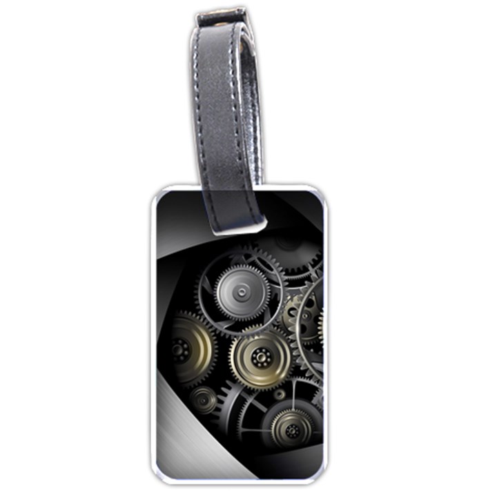 Abstract Style Gears Gold Silver Luggage Tag (one side)