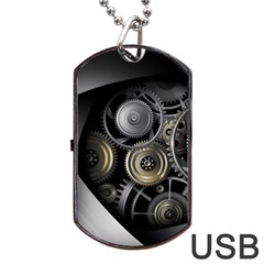 Abstract Style Gears Gold Silver Dog Tag Usb Flash (two Sides)