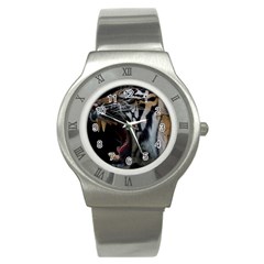 Angry Tiger Roar Stainless Steel Watch