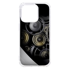 Abstract Style Gears Gold Silver Iphone 14 Pro Tpu Uv Print Case by Cemarart