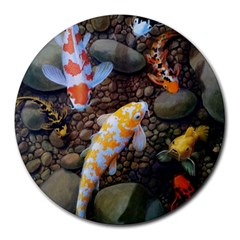 Koi Fish Clown Pool Stone Round Mousepad