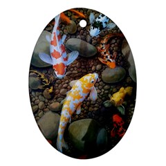 Koi Fish Clown Pool Stone Ornament (oval)