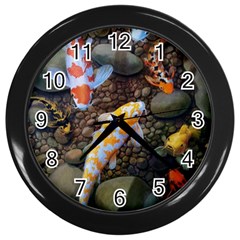 Koi Fish Clown Pool Stone Wall Clock (black)