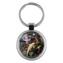 Koi Fish Clown Pool Stone Key Chain (round) by Cemarart