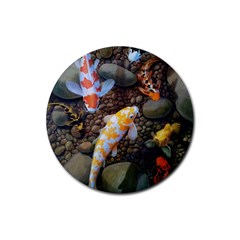 Koi Fish Clown Pool Stone Rubber Coaster (round)