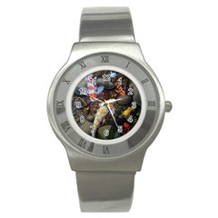 Koi Fish Clown Pool Stone Stainless Steel Watch