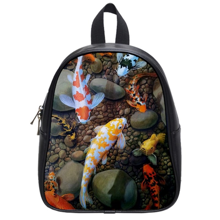 Koi Fish Clown Pool Stone School Bag (Small)