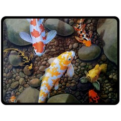 Koi Fish Clown Pool Stone Two Sides Fleece Blanket (large) by Cemarart