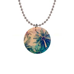 Palm Trees Beauty Nature Clouds Summer 1  Button Necklace