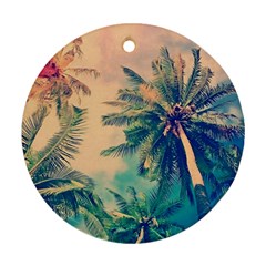 Palm Trees Beauty Nature Clouds Summer Round Ornament (two Sides)