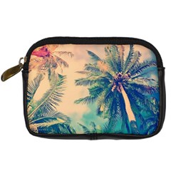 Palm Trees Beauty Nature Clouds Summer Digital Camera Leather Case