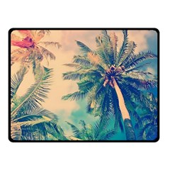 Palm Trees Beauty Nature Clouds Summer Two Sides Fleece Blanket (small)