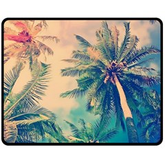 Palm Trees Beauty Nature Clouds Summer Two Sides Fleece Blanket (medium)