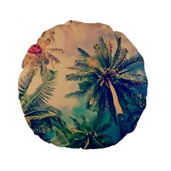 Palm Trees Beauty Nature Clouds Summer Standard 15  Premium Flano Round Cushions