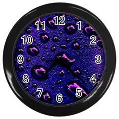 Purple Waterdrops Water Drops Wall Clock (black)