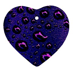 Purple Waterdrops Water Drops Heart Ornament (two Sides)