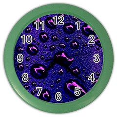 Purple Waterdrops Water Drops Color Wall Clock