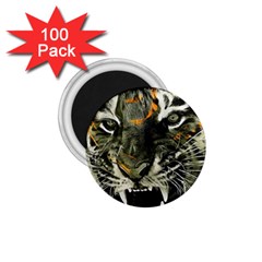 Angry Tiger Animal Broken Glasses 1 75  Magnets (100 Pack)  by Cemarart