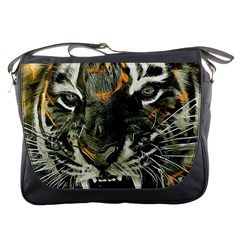 Angry Tiger Animal Broken Glasses Messenger Bag