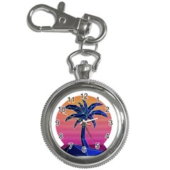 Abstract 3d Art Holiday Island Palm Tree Pink Purple Summer Sunset Water Key Chain Watches