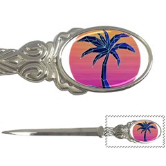 Abstract 3d Art Holiday Island Palm Tree Pink Purple Summer Sunset Water Letter Opener