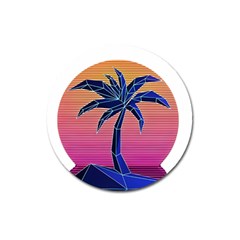 Abstract 3d Art Holiday Island Palm Tree Pink Purple Summer Sunset Water Magnet 3  (round)