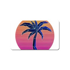 Abstract 3d Art Holiday Island Palm Tree Pink Purple Summer Sunset Water Magnet (name Card)