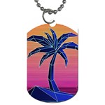 Abstract 3d Art Holiday Island Palm Tree Pink Purple Summer Sunset Water Dog Tag (Two Sides) Front
