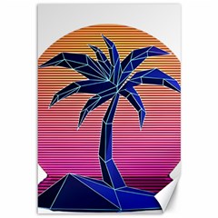 Abstract 3d Art Holiday Island Palm Tree Pink Purple Summer Sunset Water Canvas 12  X 18  by Cemarart