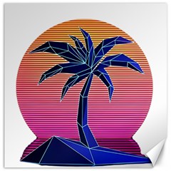 Abstract 3d Art Holiday Island Palm Tree Pink Purple Summer Sunset Water Canvas 16  X 16 