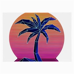 Abstract 3d Art Holiday Island Palm Tree Pink Purple Summer Sunset Water Large Glasses Cloth (2 Sides)