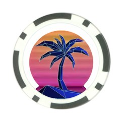 Abstract 3d Art Holiday Island Palm Tree Pink Purple Summer Sunset Water Poker Chip Card Guard (10 Pack)