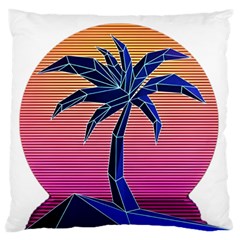 Abstract 3d Art Holiday Island Palm Tree Pink Purple Summer Sunset Water Large Cushion Case (two Sides)