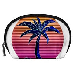 Abstract 3d Art Holiday Island Palm Tree Pink Purple Summer Sunset Water Accessory Pouch (large)