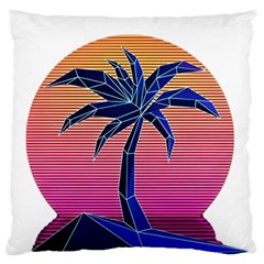 Abstract 3d Art Holiday Island Palm Tree Pink Purple Summer Sunset Water Standard Premium Plush Fleece Cushion Case (one Side)