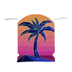 Abstract 3d Art Holiday Island Palm Tree Pink Purple Summer Sunset Water Lightweight Drawstring Pouch (s)