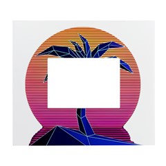 Abstract 3d Art Holiday Island Palm Tree Pink Purple Summer Sunset Water White Wall Photo Frame 5  X 7  by Cemarart