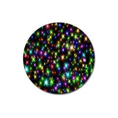 Star Colorful Christmas Abstract Magnet 3  (round) by Cemarart