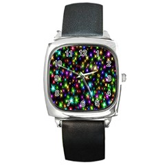 Star Colorful Christmas Abstract Square Metal Watch