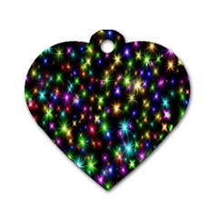 Star Colorful Christmas Abstract Dog Tag Heart (two Sides)